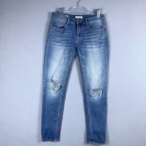 Vigoss Thompson Tomboy Jeans Skinny Womens Size 27 Distressed Light Wash Blue